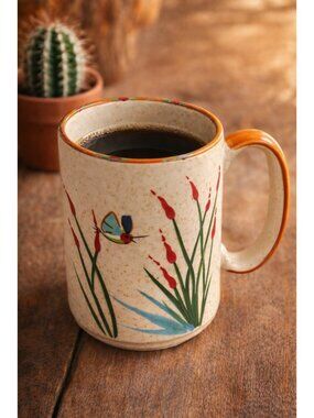 HF Coors Tucson AZ Mug Handcrafted Speckled Cactus Bird Southwest Pottery